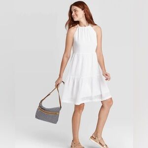 Target tiered white halter dress